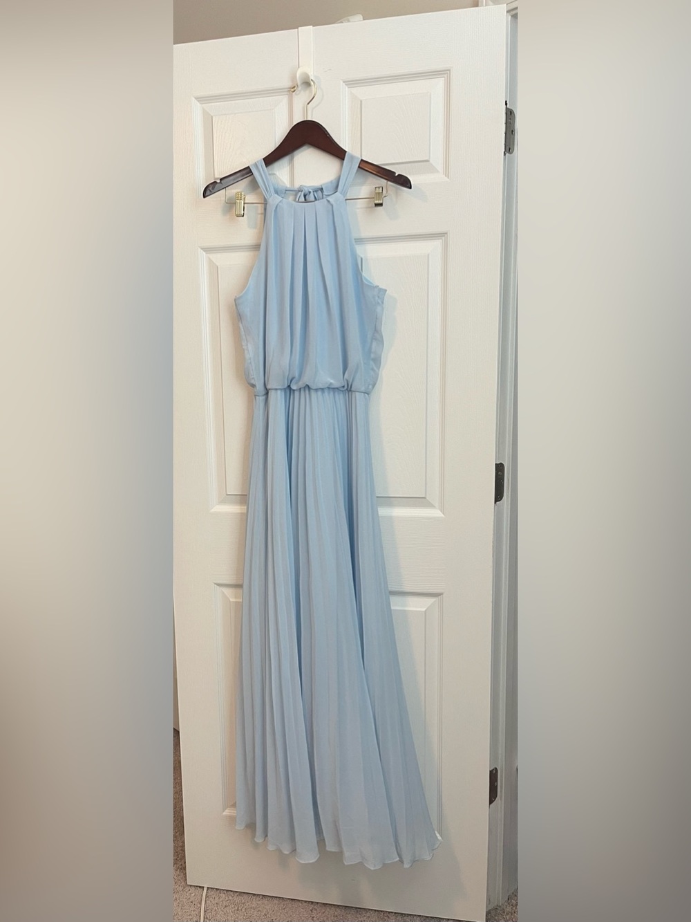 Premier Light Blue Pleated Formal Dress